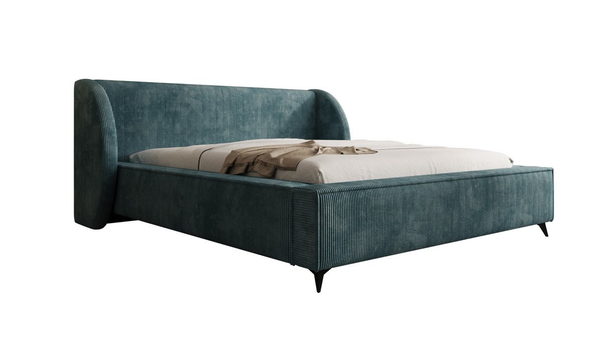Designer-Polsterbett Freya Cord mat Späicherplaz