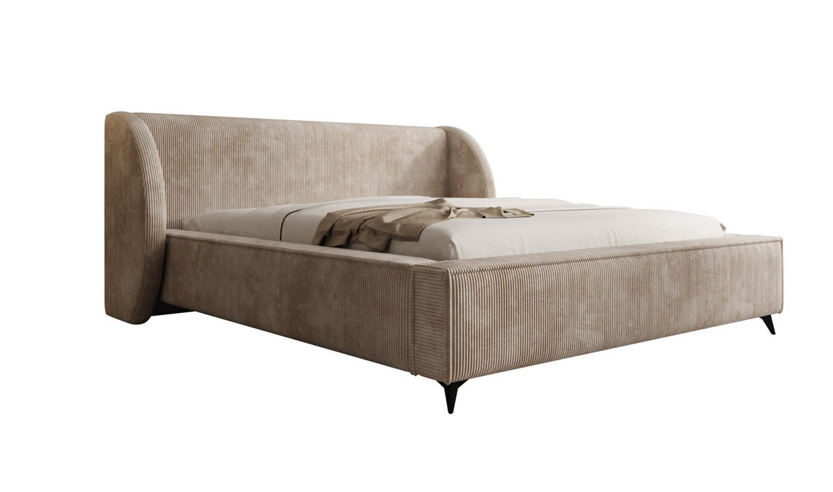 Designer-Polsterbett Freya Cord mat Späicherplaz
