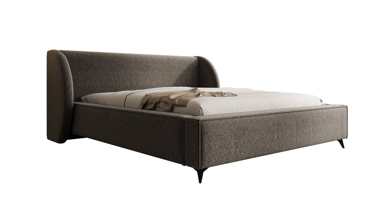 Designer-Polsterbett Freya aus Strukturstoff mat Stauraum