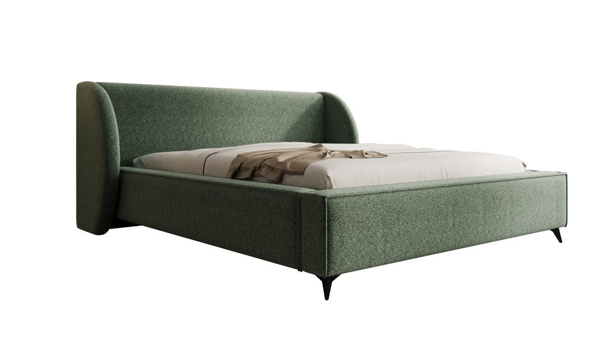 Designer-Polsterbett Freya aus Strukturstoff mat Stauraum