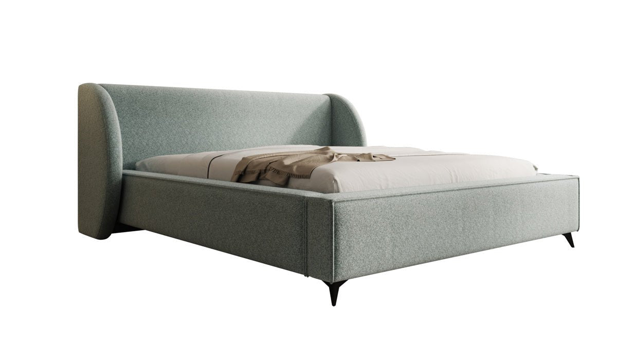 Designer-Polsterbett Freya aus Strukturstoff mat Stauraum