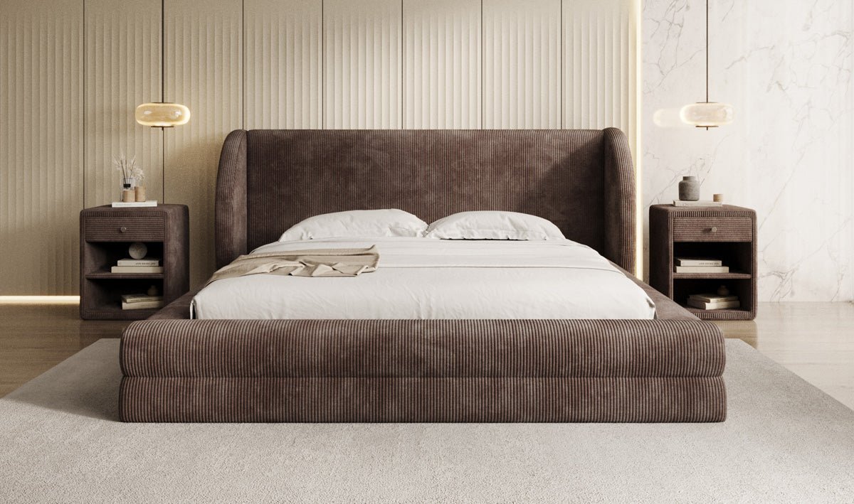 Designer-Polsterbett Liv Cord mat Stauraum
