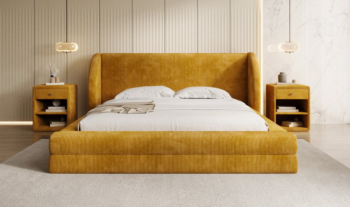 Designer-Polsterbett Liv Cord mat Stauraum