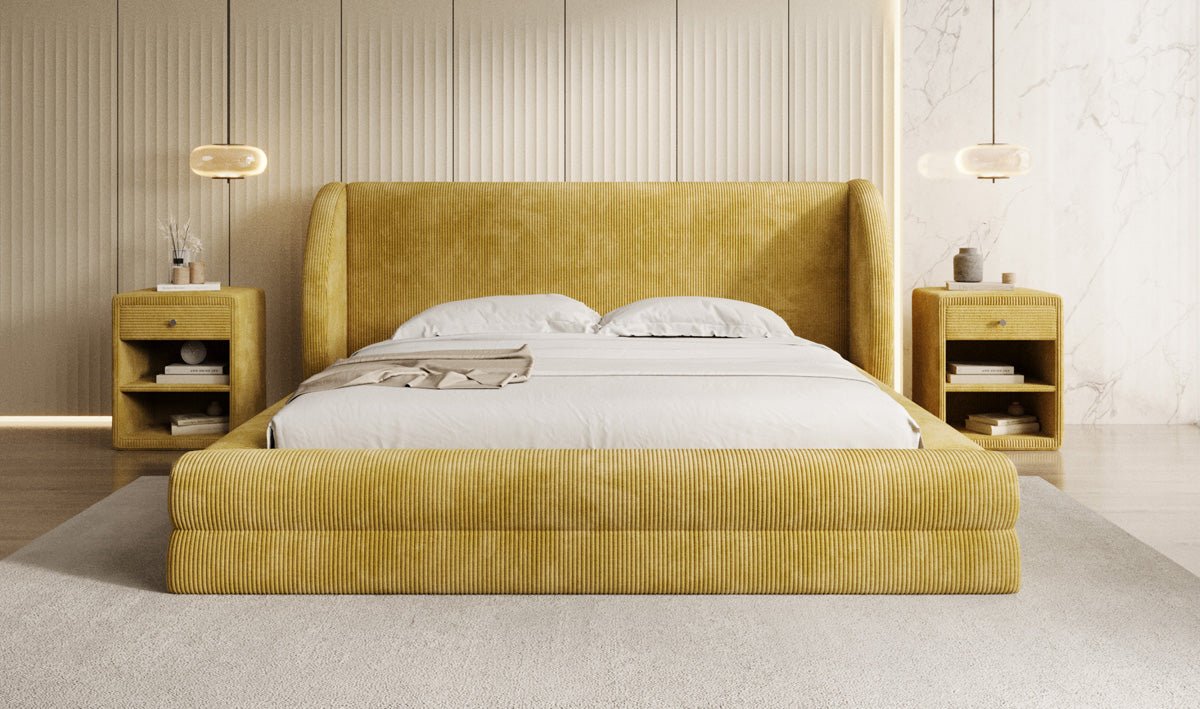Designer-Polsterbett Liv Cord mat Stauraum