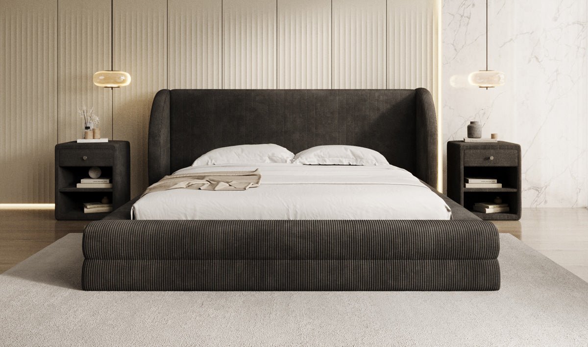 Designer-Polsterbett Liv Cord mat Stauraum
