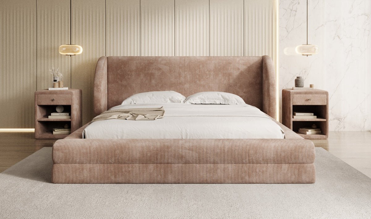 Designer-Polsterbett Liv Cord mat Stauraum