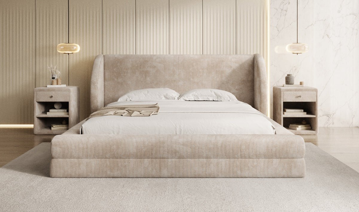 Designer-Polsterbett Liv Cord mat Stauraum