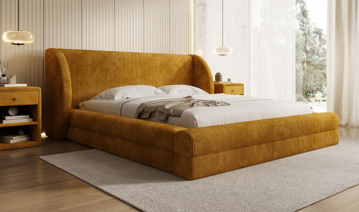 Designer-Polsterbett Liv Cord mat Stauraum