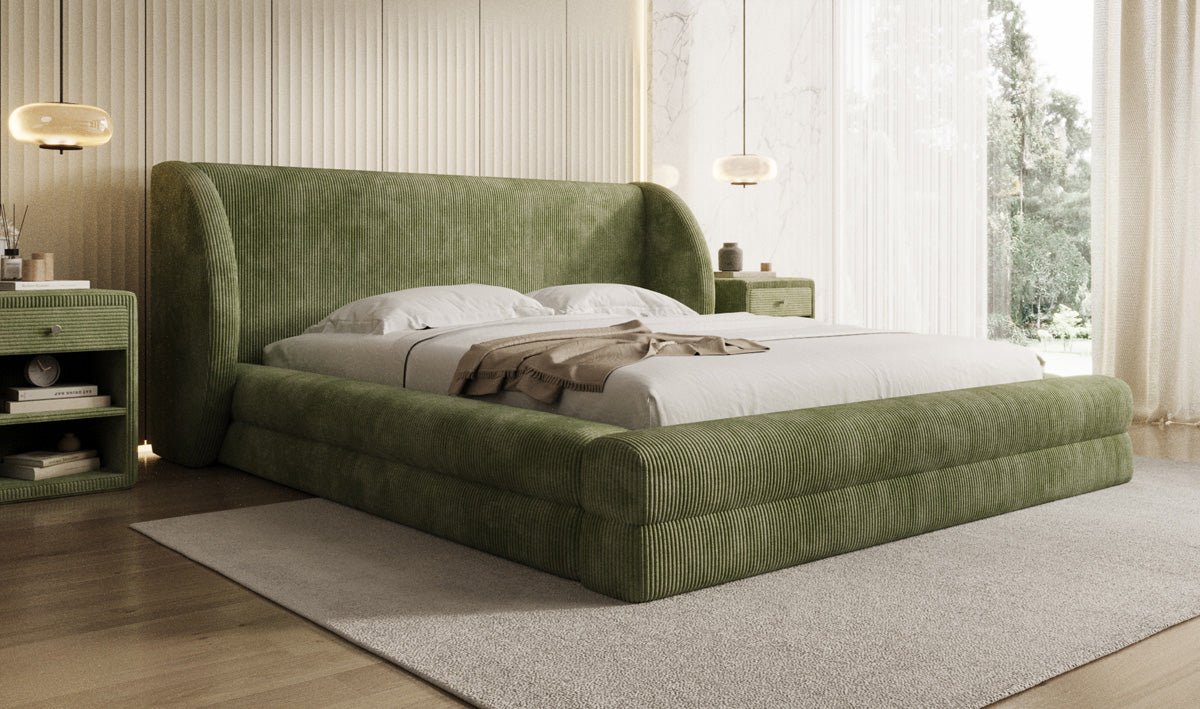 Designer-Polsterbett Liv Cord mat Stauraum
