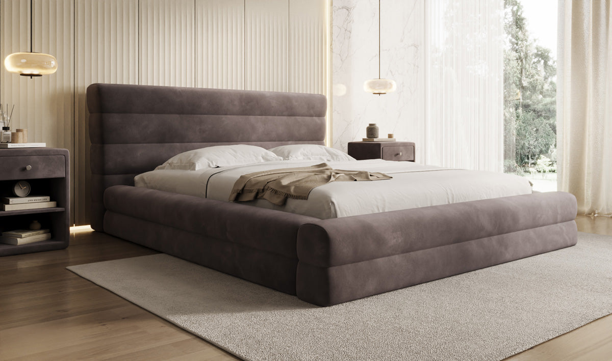 Designer Polsterbett Maren in Samt mit Stauraum