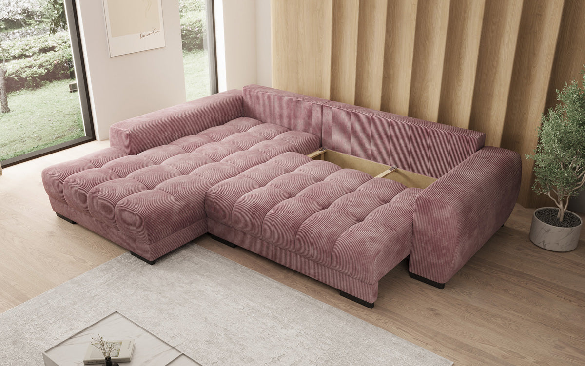 Designer Sofa Balu mit Schlaffunktion und Stauraum in Cord