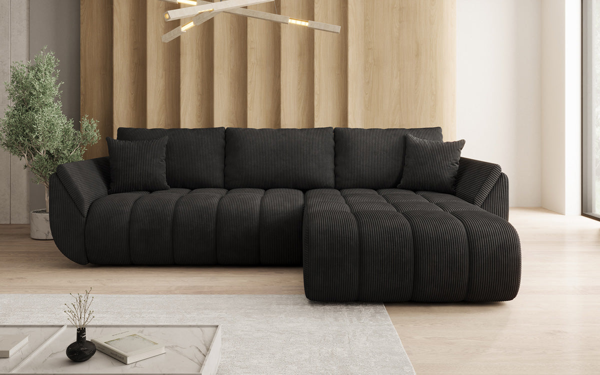 Designer-Sofa Lenoa L mat Schloffunktioun a Stauraum a Cord