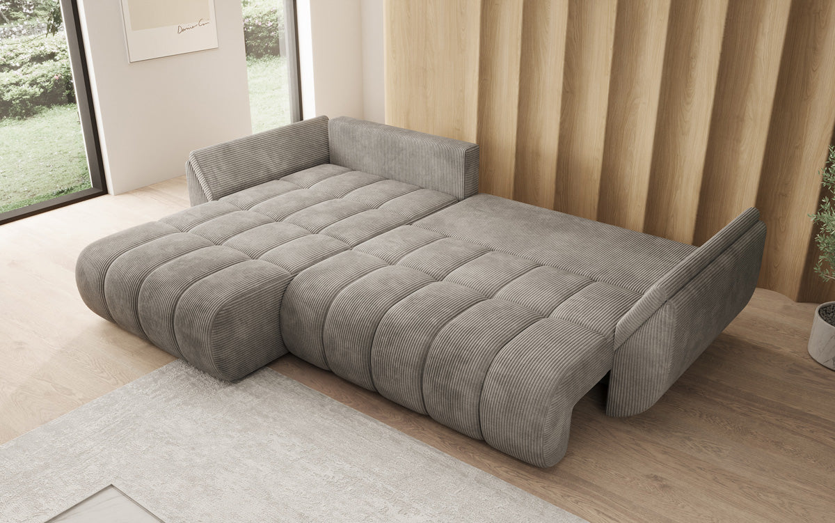 Designer-Sofa Lenoa L mat Schloffunktioun a Stauraum a Cord