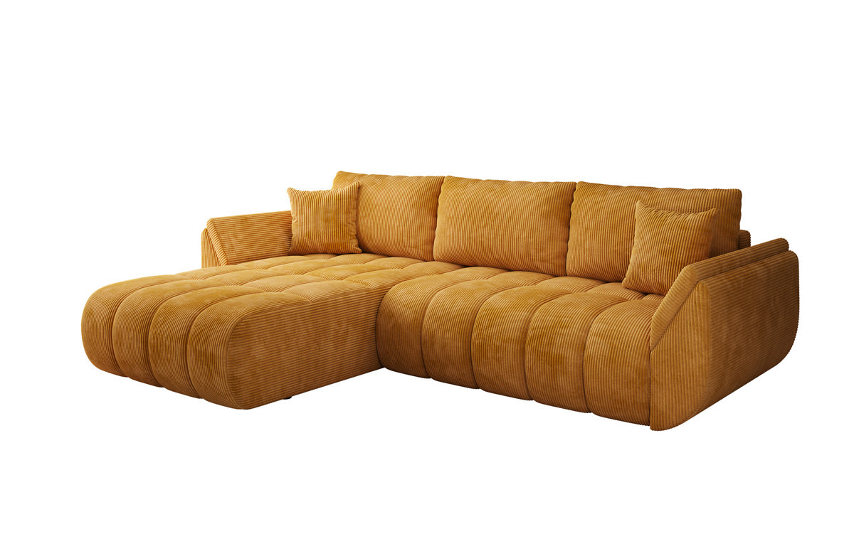 Designer-Sofa Lenoa L mat Schloffunktioun a Stauraum a Cord