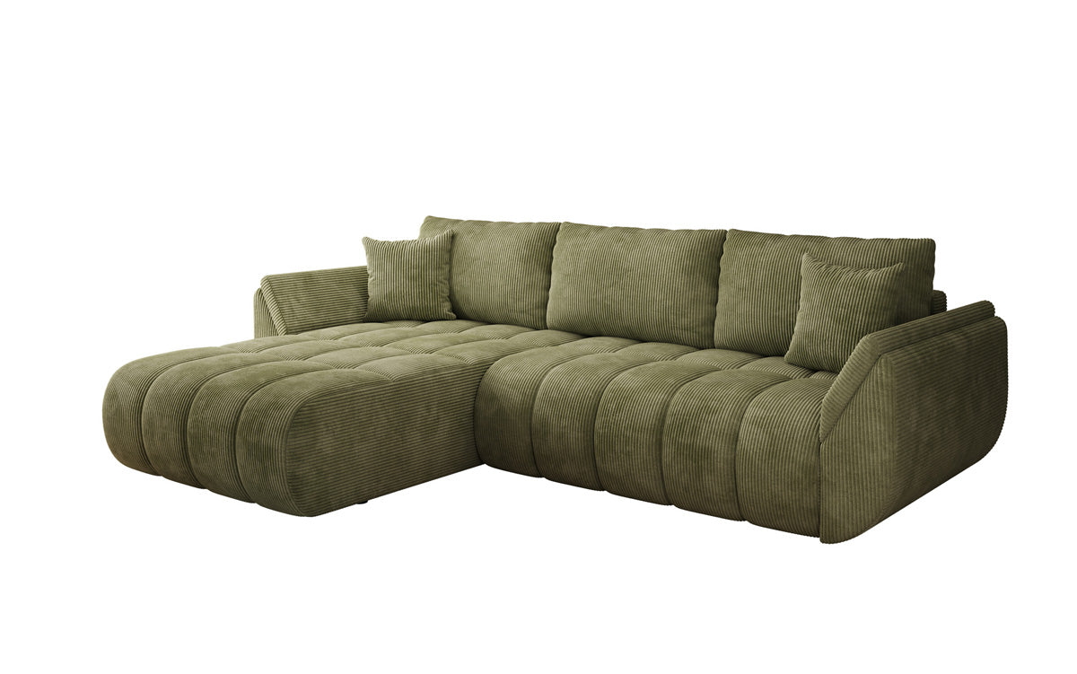 Designer-Sofa Lenoa L mat Schloffunktioun a Stauraum a Cord