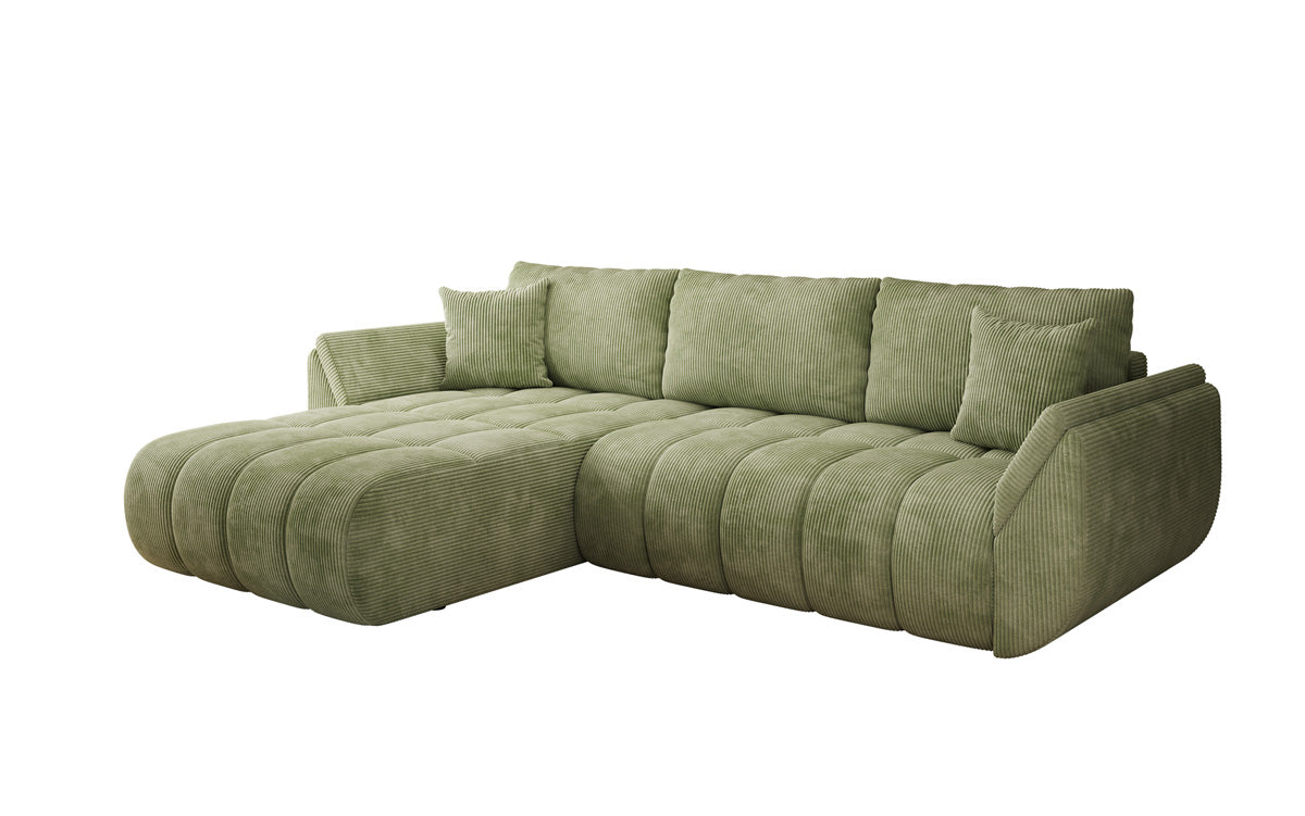 Designer-Sofa Lenoa L mat Schloffunktioun a Stauraum a Cord