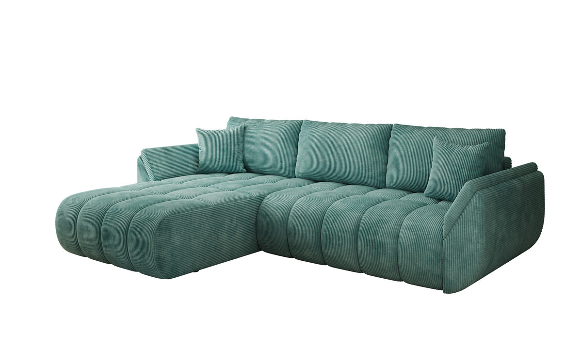 Designer-Sofa Lenoa L mat Schloffunktioun a Stauraum a Cord