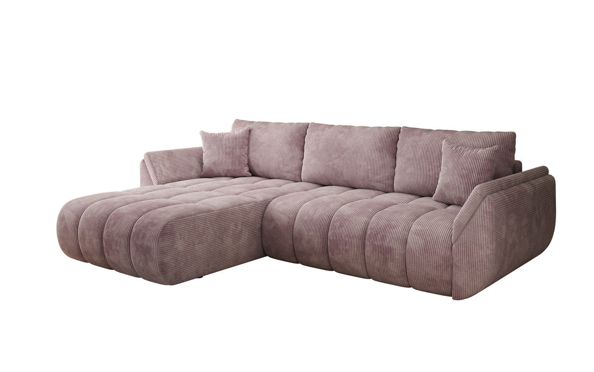 Designer-Sofa Lenoa L mat Schloffunktioun a Stauraum a Cord