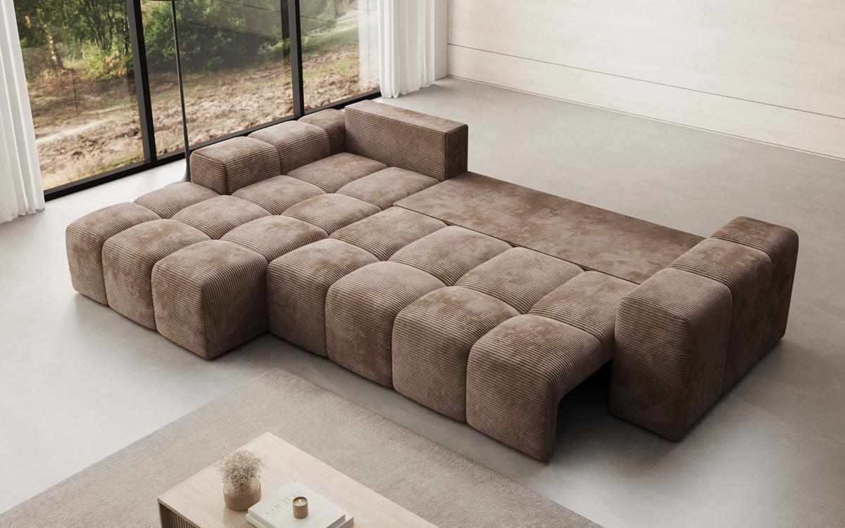 Designer Sofa Aila mit Schlaf- und Klappfunktion in Cord