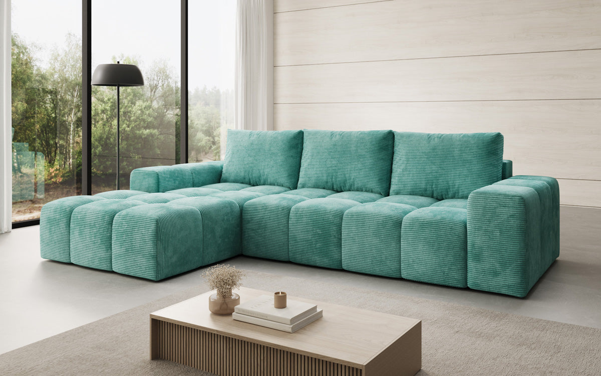 Designer Sofa Aila mit Schlaf- und Klappfunktion in Cord