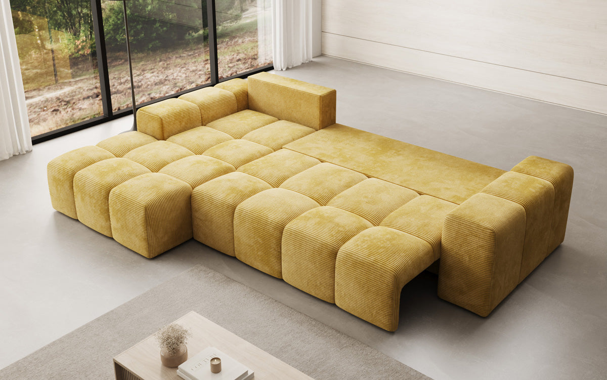Designer Sofa Aila mit Schlaf- und Klappfunktion in Cord