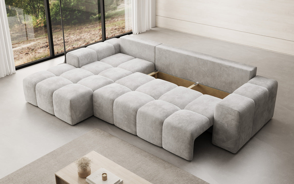 Designer Sofa Aila mit Schlaf- und Klappfunktion in Cord