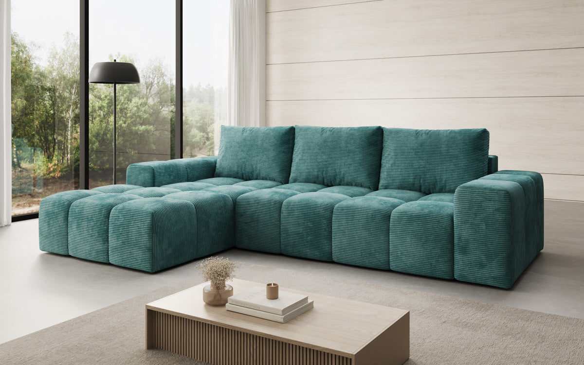 Designer Sofa Aila mit Schlaf- und Klappfunktion in Cord