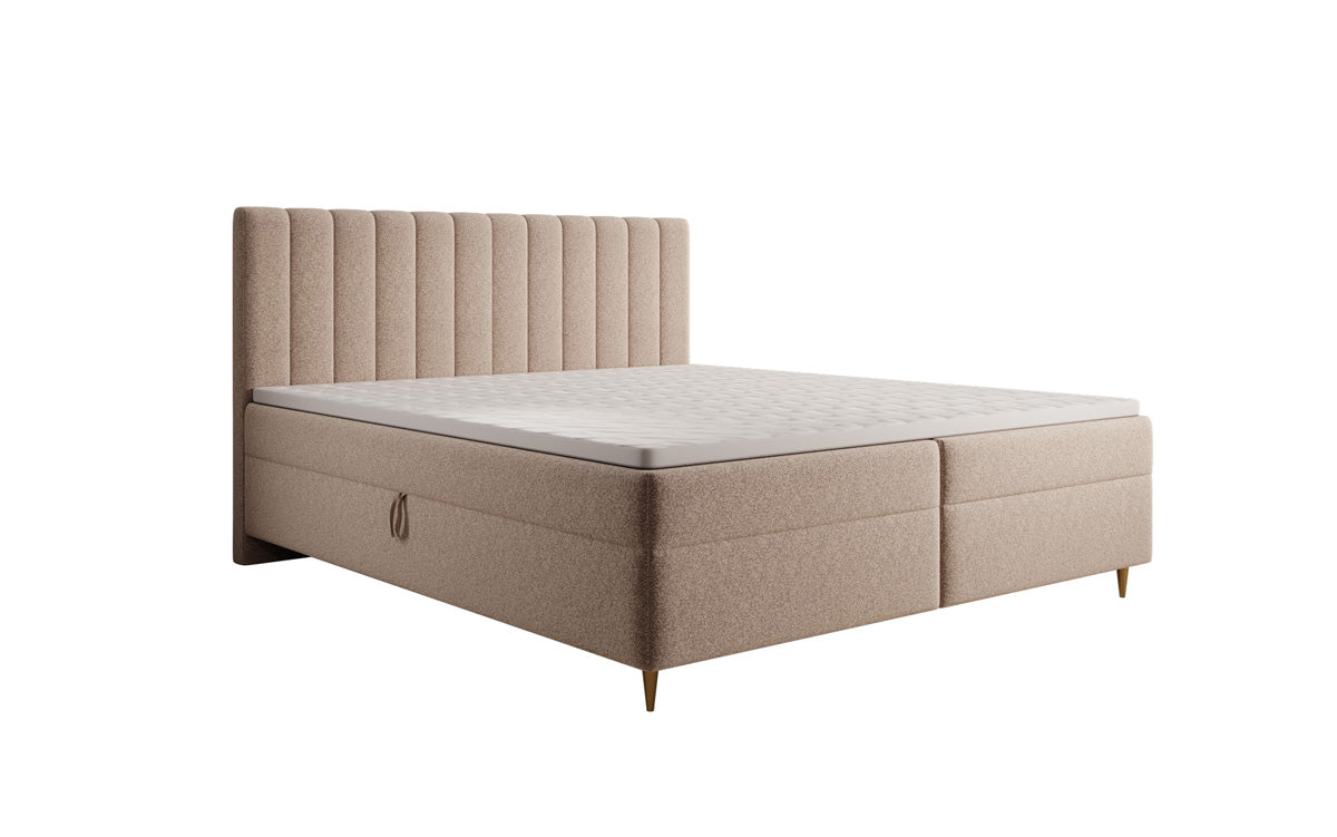 Boxspringbett Chelsea aus Strukturstoff mat Stauraum