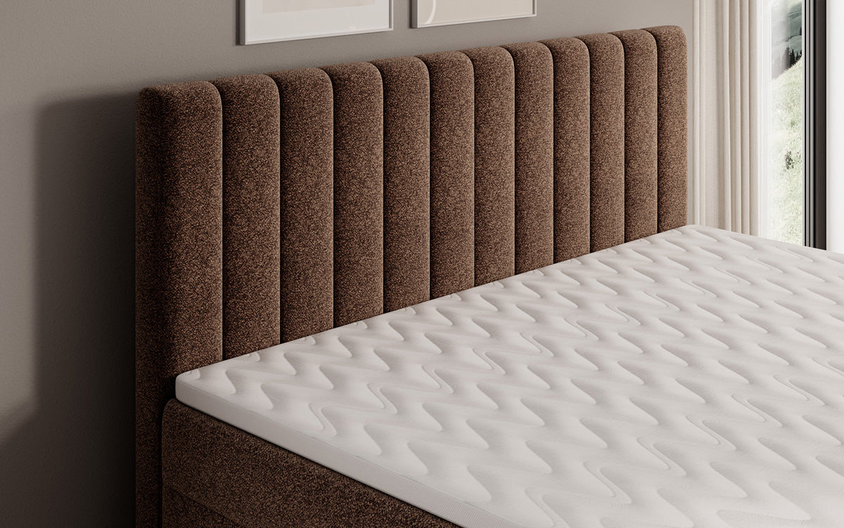 Boxspringbett Chelsea aus Strukturstoff mat Stauraum