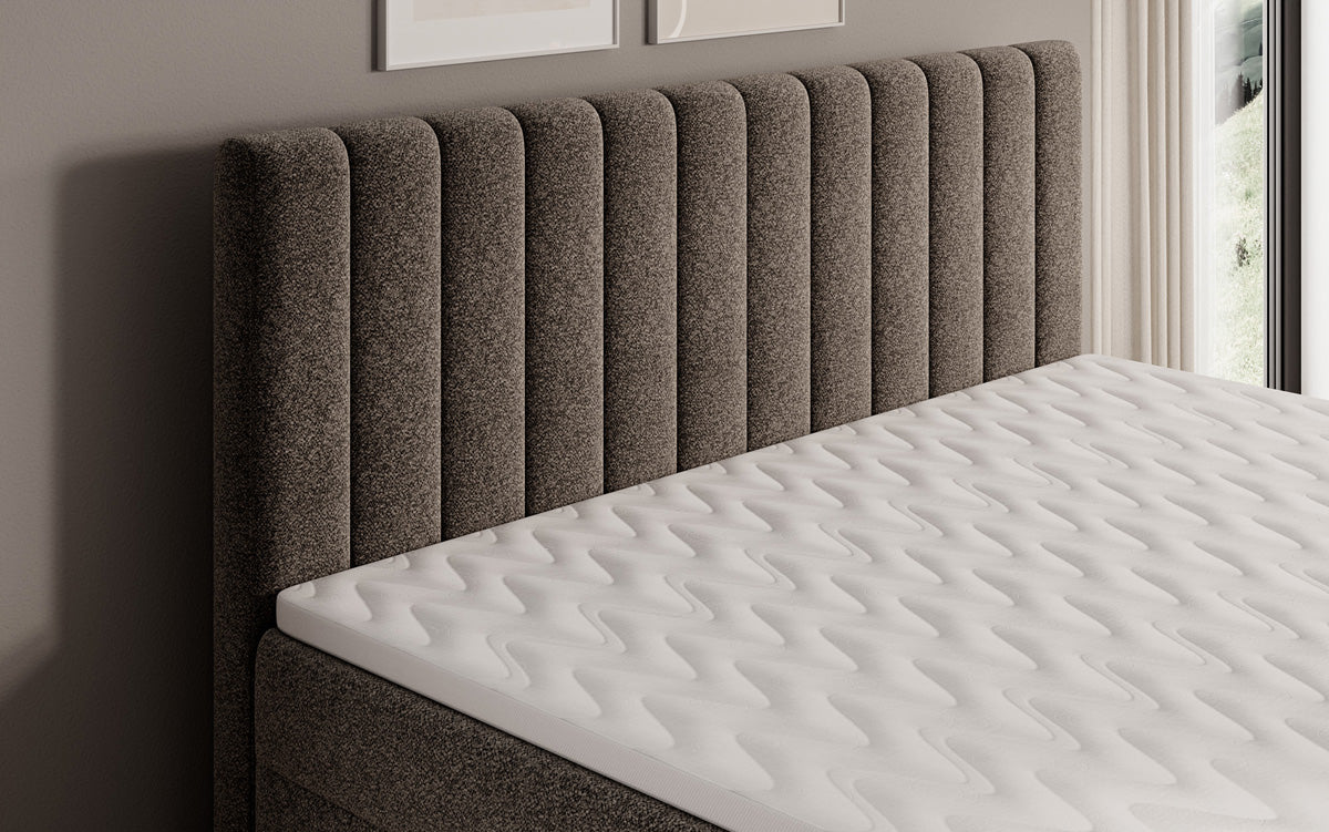 Boxspringbett Chelsea aus Strukturstoff mat Stauraum