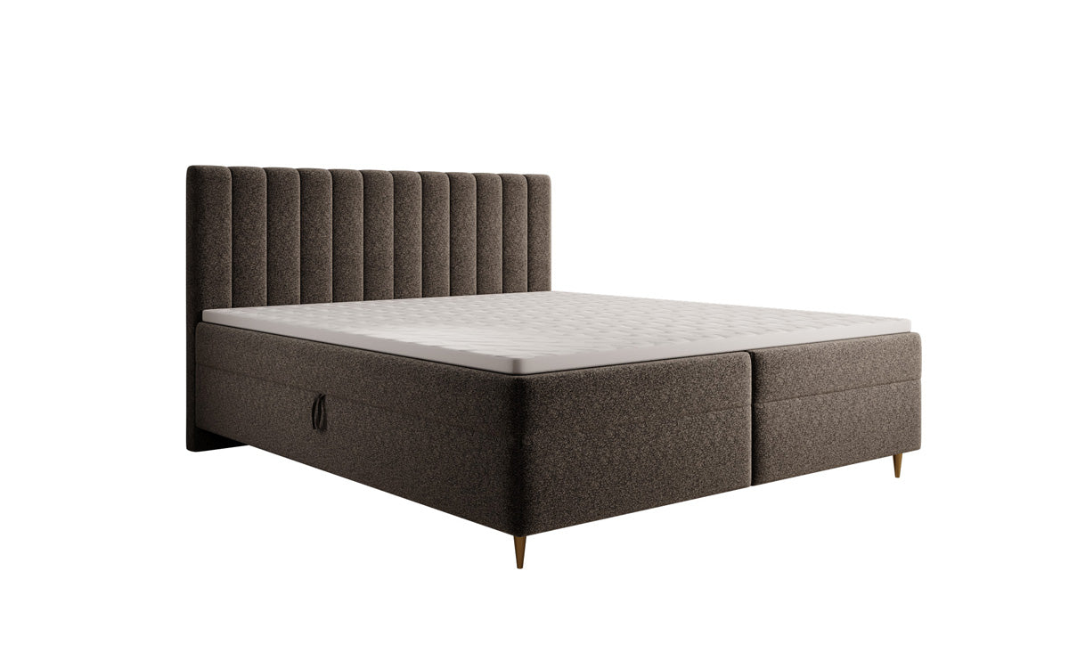 Boxspringbett Chelsea aus Strukturstoff mat Stauraum