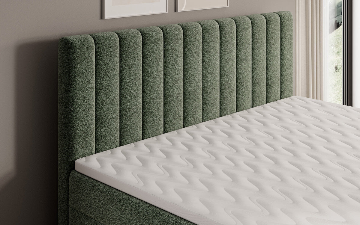 Boxspringbett Chelsea aus Strukturstoff mat Stauraum
