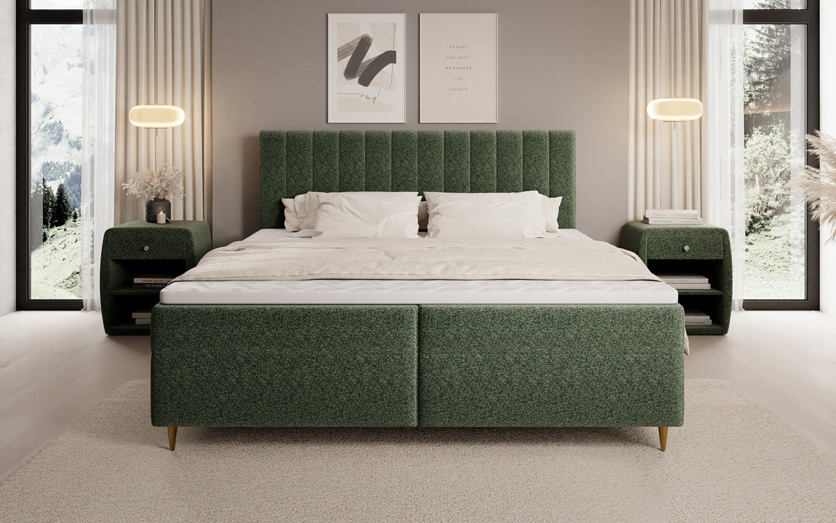 Boxspringbett Chelsea aus Strukturstoff mat Stauraum