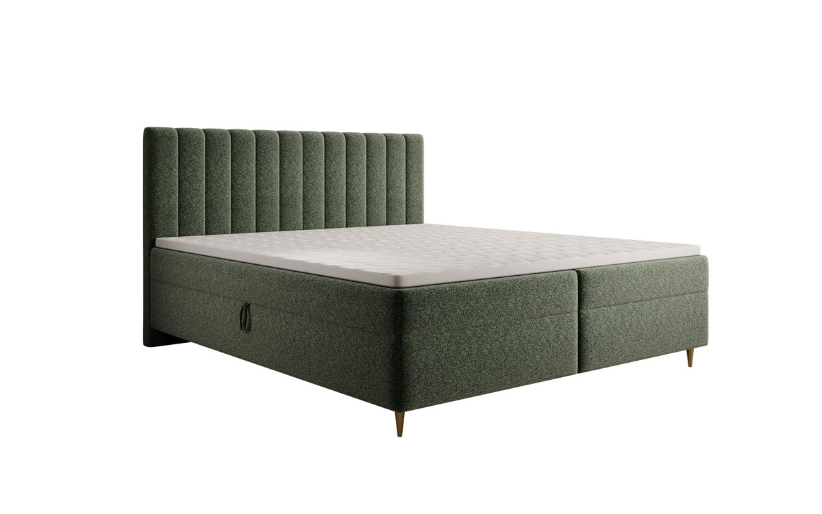 Boxspringbett Chelsea aus Strukturstoff mat Stauraum