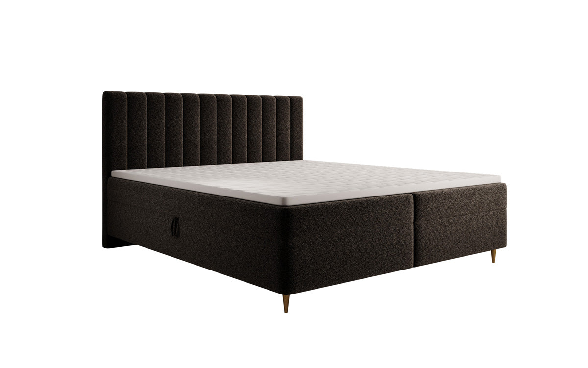 Boxspringbett Chelsea aus Strukturstoff mat Stauraum