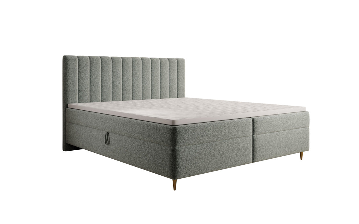 Boxspringbett Chelsea aus Strukturstoff mat Stauraum
