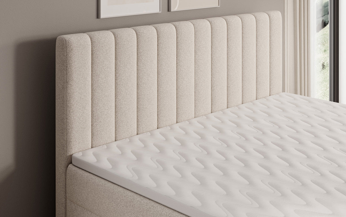 Boxspringbett Chelsea aus Strukturstoff mat Stauraum