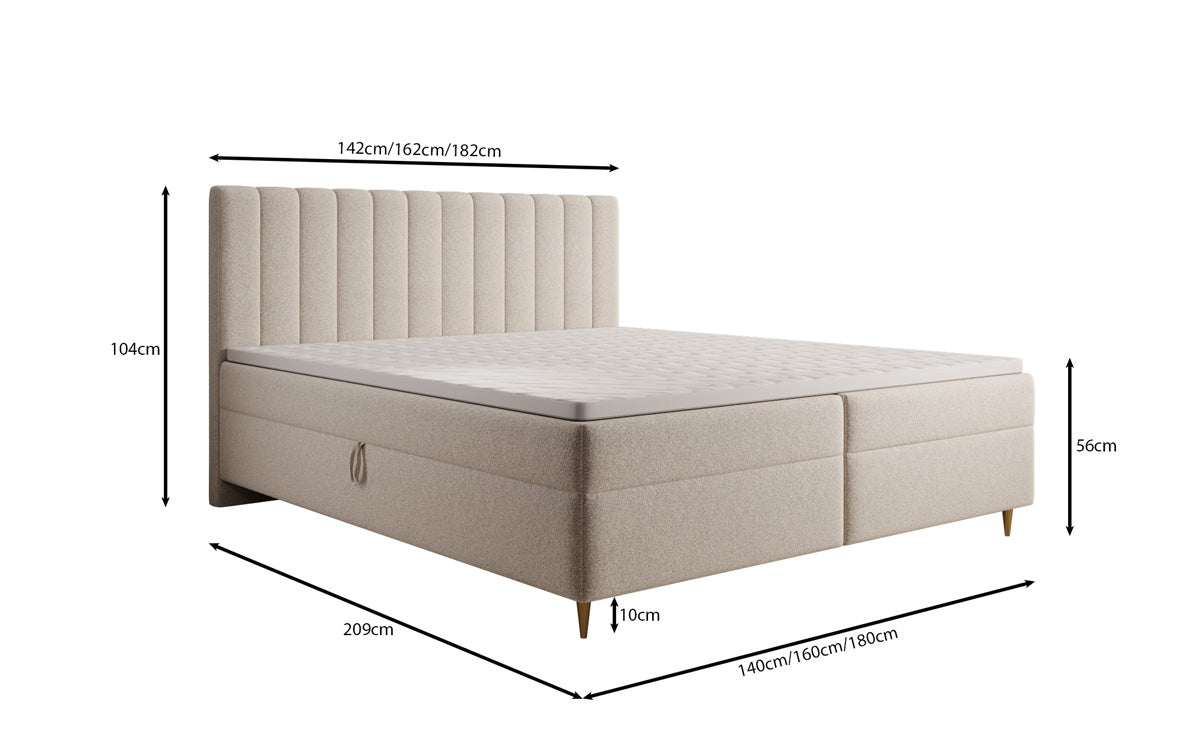 Boxspringbett Chelsea aus Strukturstoff mat Stauraum