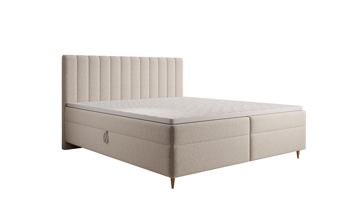 Boxspringbett Chelsea aus Strukturstoff mat Stauraum