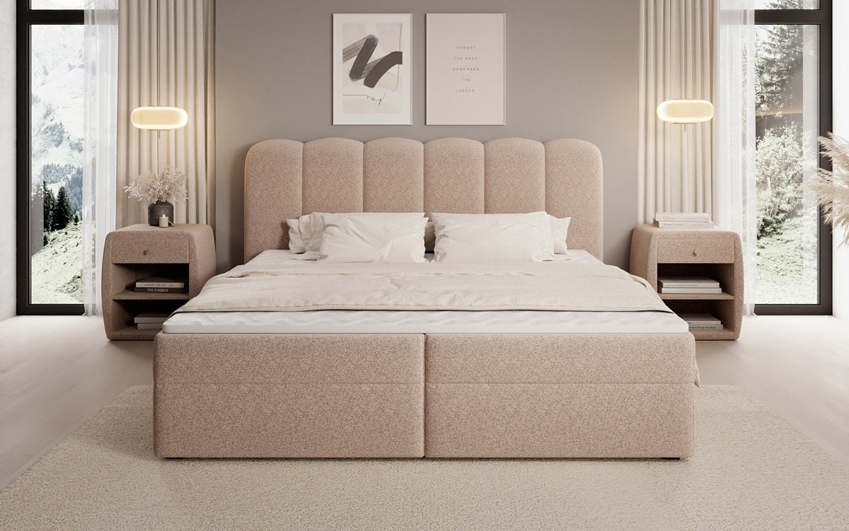 Boxspringbett Bologna a Strukturstoff mat Stauraum