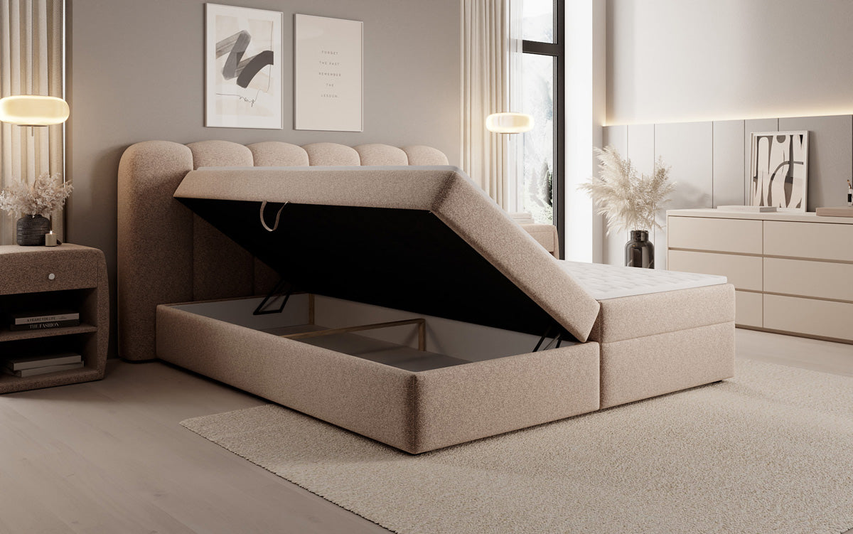 Boxspringbett Bologna a Strukturstoff mat Stauraum