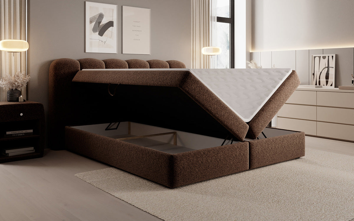 Boxspringbett Bologna a Strukturstoff mat Stauraum
