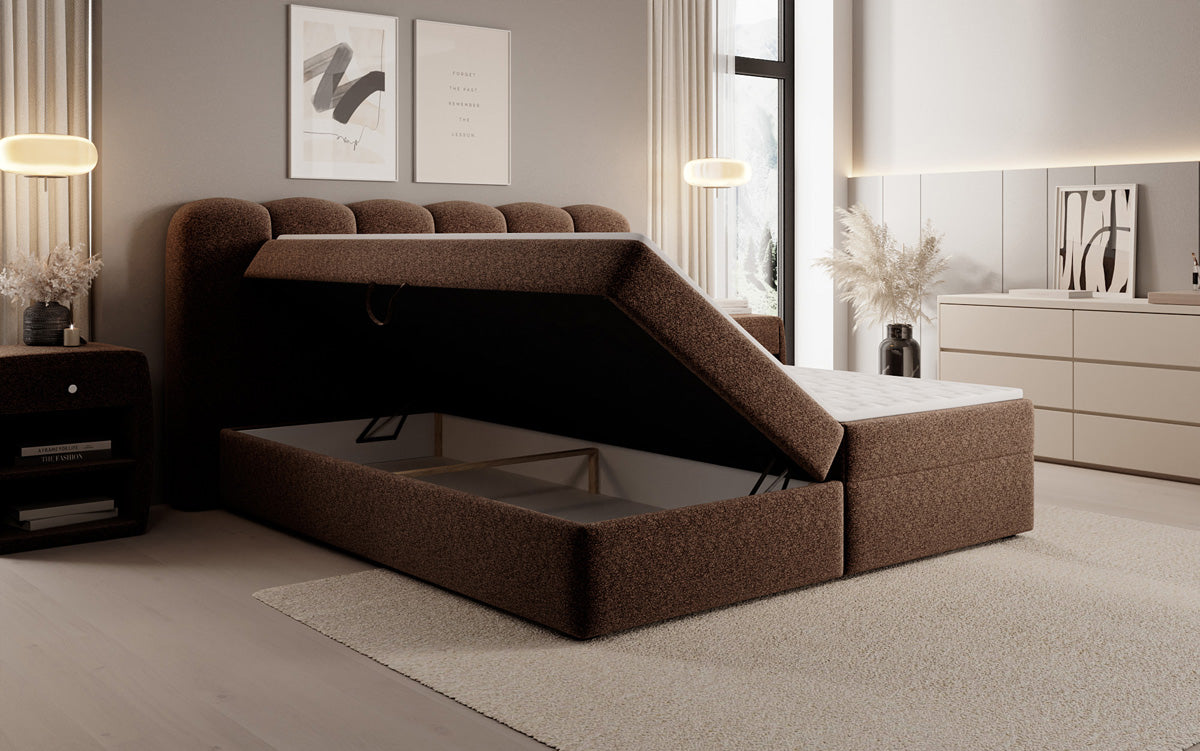 Boxspringbett Bologna a Strukturstoff mat Stauraum