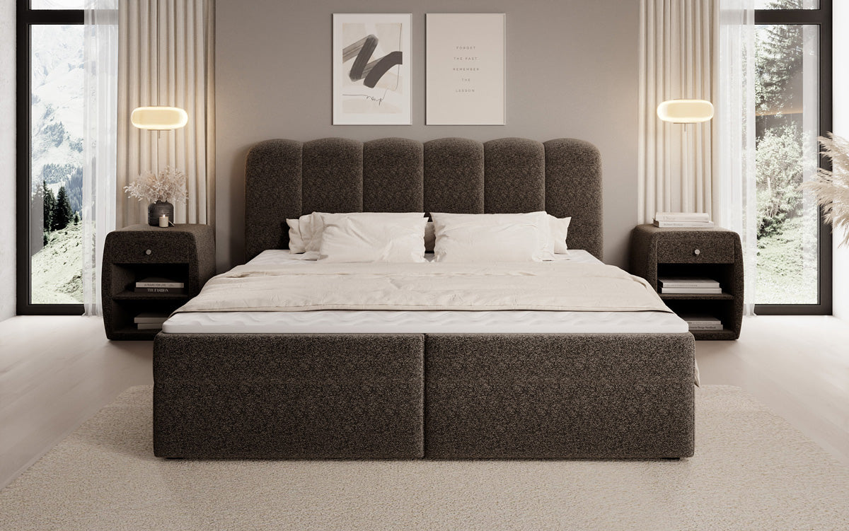 Boxspringbett Bologna a Strukturstoff mat Stauraum