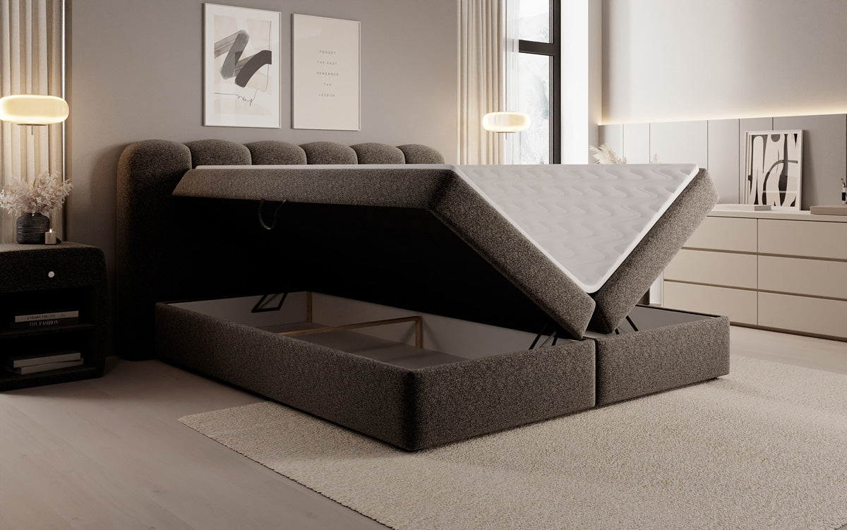 Boxspringbett Bologna a Strukturstoff mat Stauraum