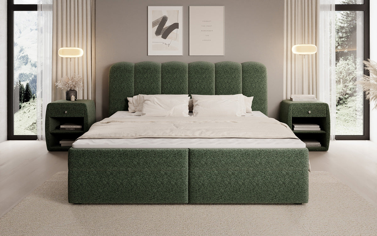 Boxspringbett Bologna a Strukturstoff mat Stauraum