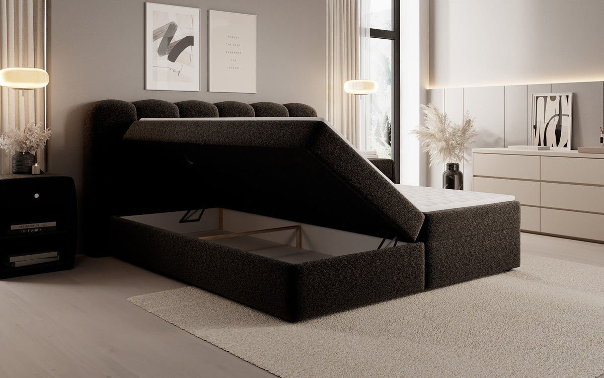 Boxspringbett Bologna a Strukturstoff mat Stauraum