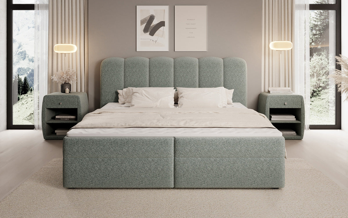Boxspringbett Bologna a Strukturstoff mat Stauraum