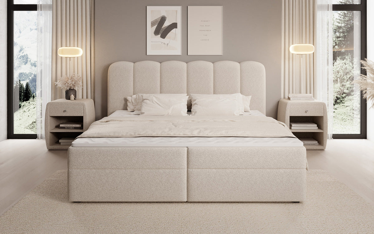 Boxspringbett Bologna a Strukturstoff mat Stauraum