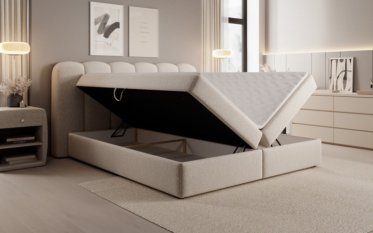 Boxspringbett Bologna a Strukturstoff mat Stauraum